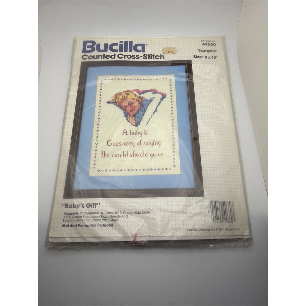 Bucilla Babys Gift Counted Cross-Stitch Sampler Kit 49660 Vintage Nursery 9x12